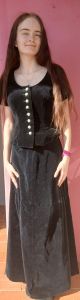 Adult Female Costumes to Hire - Velvet Crop Shortsleeve jacket & long skirt - 2pce - SMALL